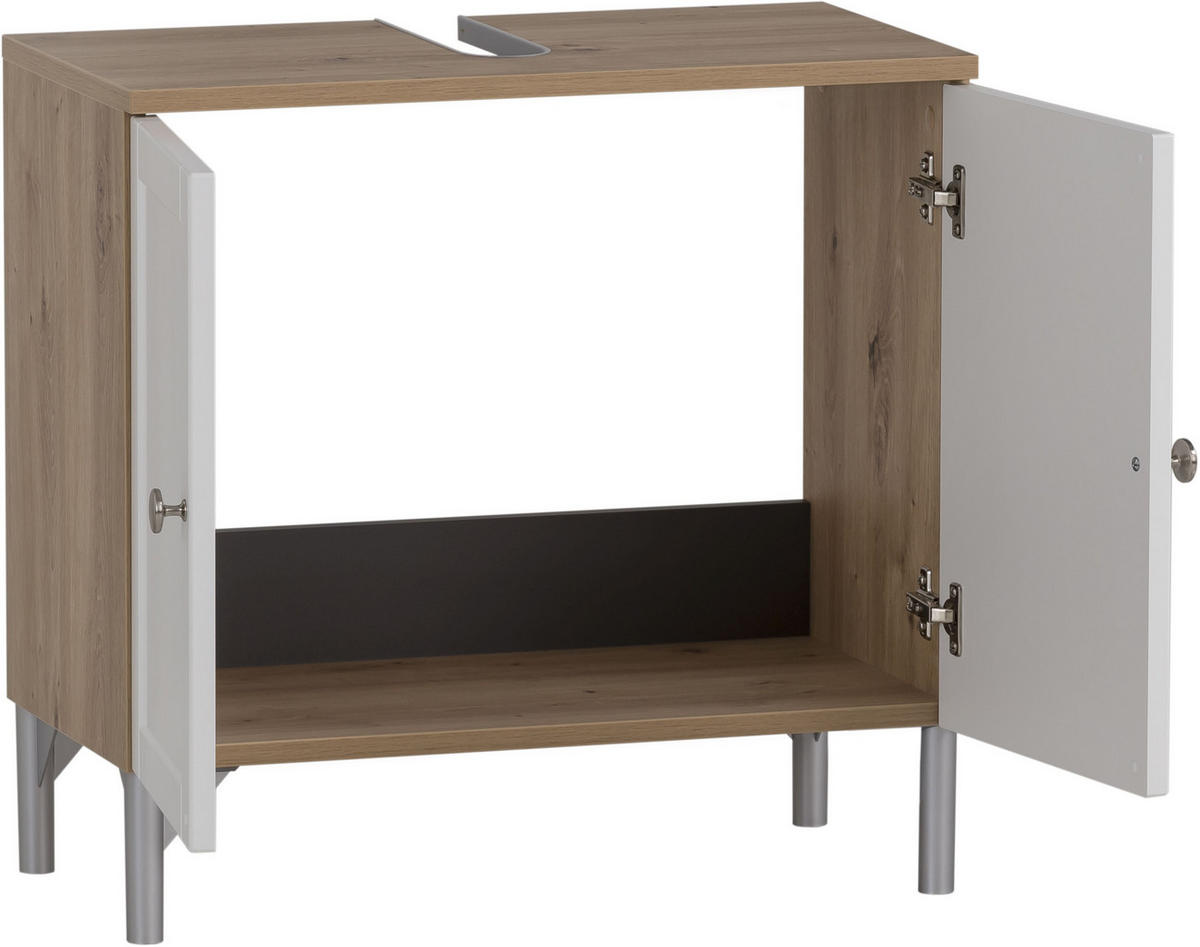 WASCHBECKENUNTERSCHRANK 60,2/58,5/32 cm  - Silberfarben/Weiß, Basics, Holzwerkstoff/Kunststoff (60,2/58,5/32cm) - Stylife