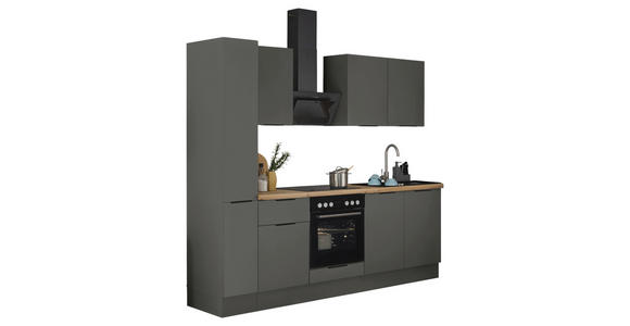 KÜCHENBLOCK in Graphitfarben - Schwarz/Graphitfarben, Basics, Holzwerkstoff/Metall (240/211/60cm) - Xora