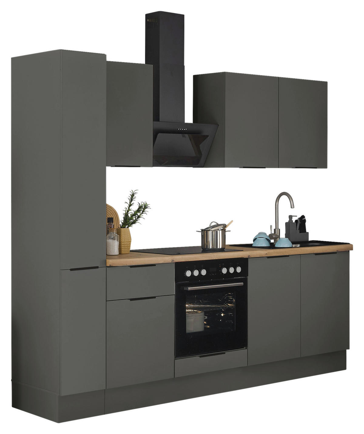 KÜCHENBLOCK   in Graphitfarben  - Schwarz/Graphitfarben, Basics, Holzwerkstoff/Metall (240/211/60cm) - Xora