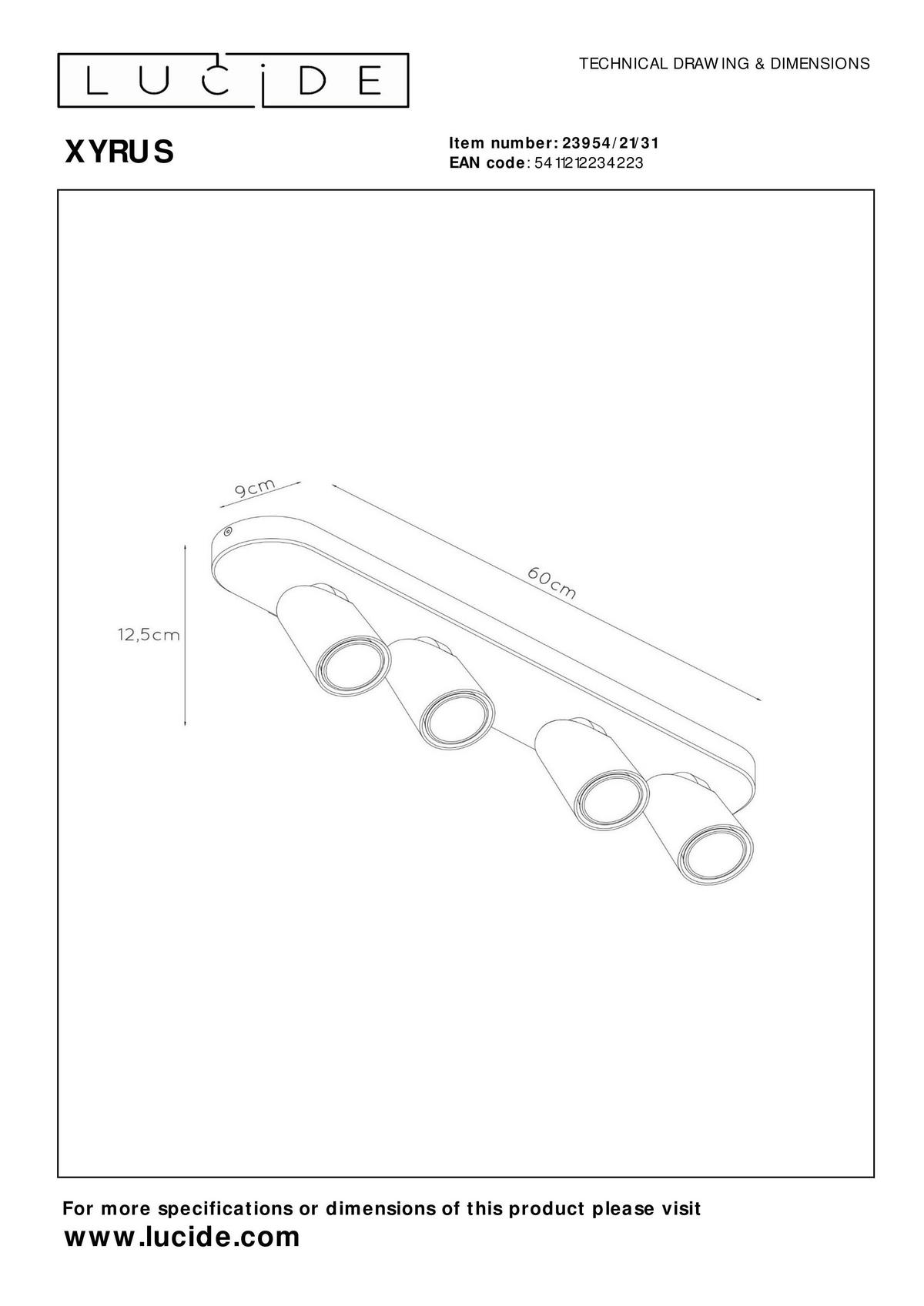 LED-STRAHLER - Weiss, Konventionell (60/9/12.5cm) - Lucide