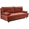 SCHLAFSOFA mit Liegefunktion, Rücken echt Chenille Terracotta - Terracotta/Schwarz, KONVENTIONELL, Holz/Textil (212/97/105cm) - Carryhome