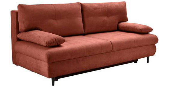 SCHLAFSOFA mit Liegefunktion, Rücken echt Chenille Terracotta - Terracotta/Schwarz, KONVENTIONELL, Holz/Textil (212/97/105cm) - Carryhome