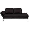 RÉCAMIERE in Echtleder Dunkelbraun  - Chromfarben/Dunkelbraun, Design, Leder/Metall (209/85-109/95-16cm) - Dieter Knoll