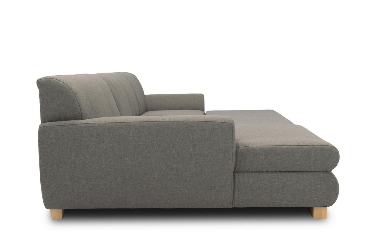 ECKSCHLAFSOFA NIKA Silberfarben Webstoff  - Silberfarben, Basics, Holz/Textil (277/156cm) - MID.YOU