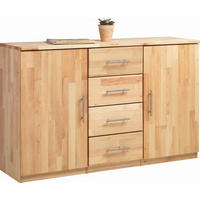 KOMMODE , 142/90/41 cm, 4 Schublade(n)  - Chromfarben/Erlefarben, Natur, Holz/Metall (142/90/41cm) - Linea Natura