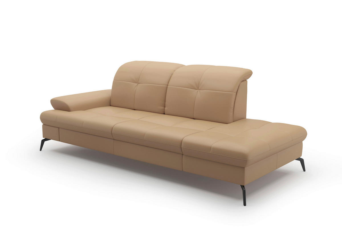 RÉCAMIERE in Echtleder Cappuccino  - Schwarz/Cappuccino, Konventionell, Leder/Metall (231/90/122cm) - Sit & More