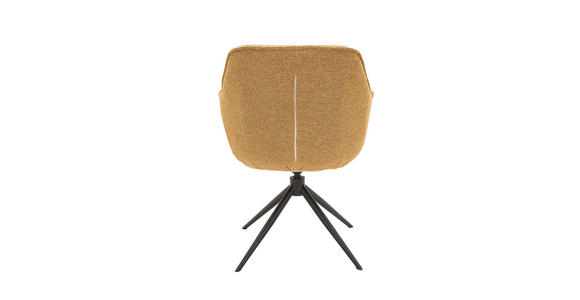 ARMLEHNSTUHL  Sitzfläche 360° drehbar, automatische Rückholfunktion Leinenoptik  - Schwarz/Orange, Design, Textil/Metall (64/84/61cm) - Novel