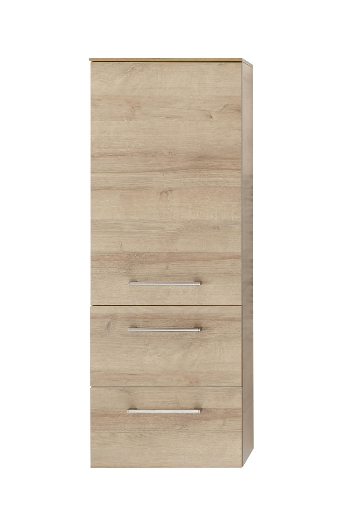 MIDISCHRANK 45/121/33 cm  - Chromfarben/Eichefarben, KONVENTIONELL, Glas/Holzwerkstoff (45/121/33cm) - Sadena