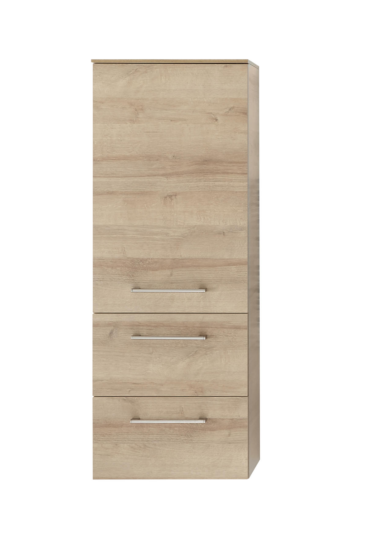MIDISCHRANK 45/121/33 cm  - Chromfarben/Eichefarben, KONVENTIONELL, Glas/Holzwerkstoff (45/121/33cm) - Sadena