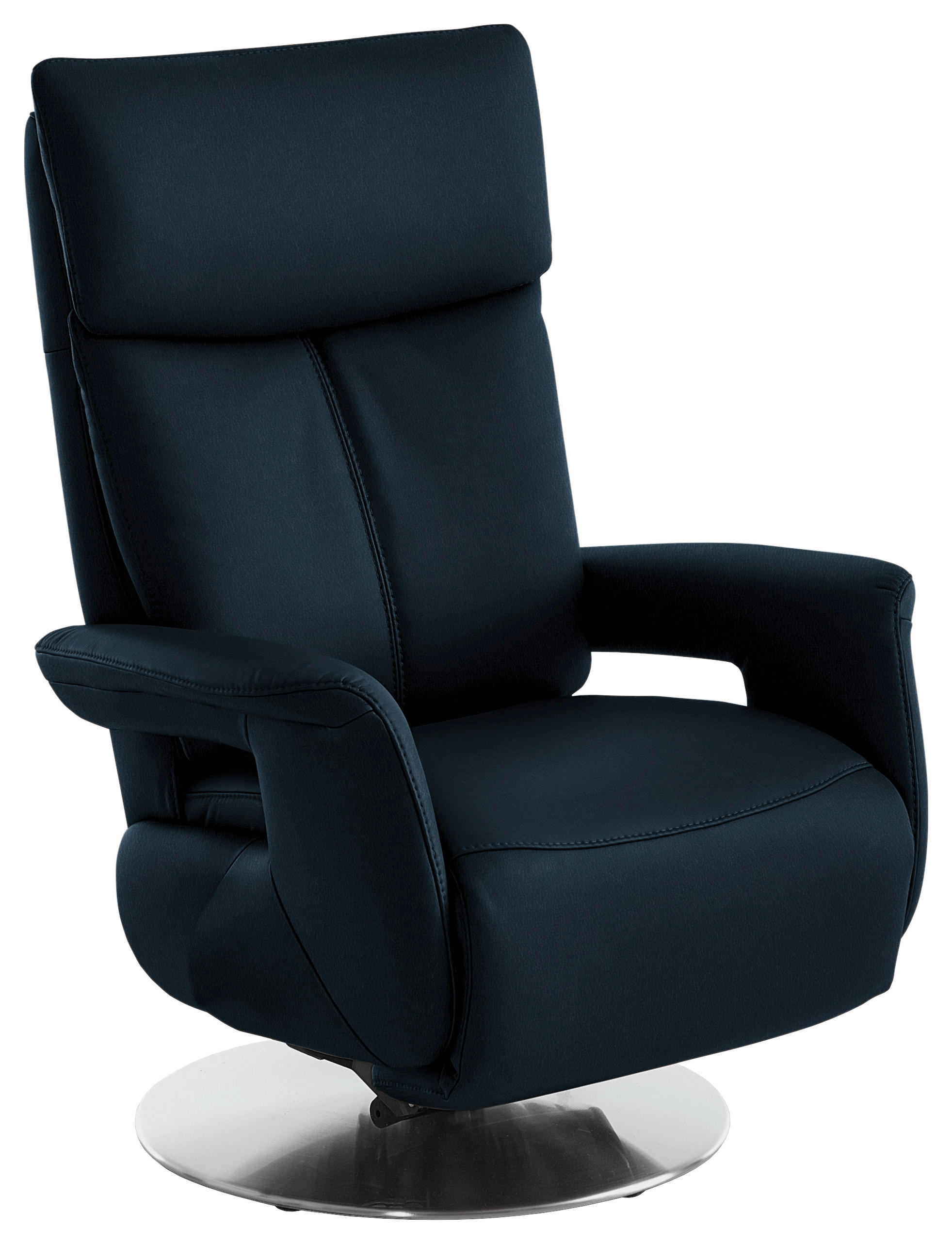 RELAXSESSEL in Leder Dunkelblau  - Edelstahlfarben/Dunkelblau, Design, Leder/Metall (78/112/85cm) - Cantus