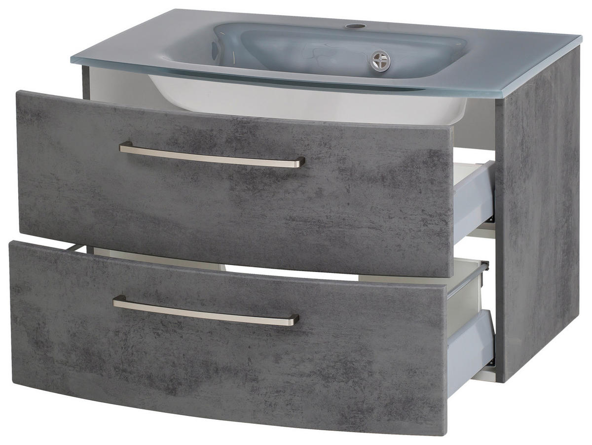 TVÄTTSTÄLL MED KOMMOD 80 cm  - mörkgrå/aluminiumfärg, Klassisk, metall/trämaterial (80cm) - Held