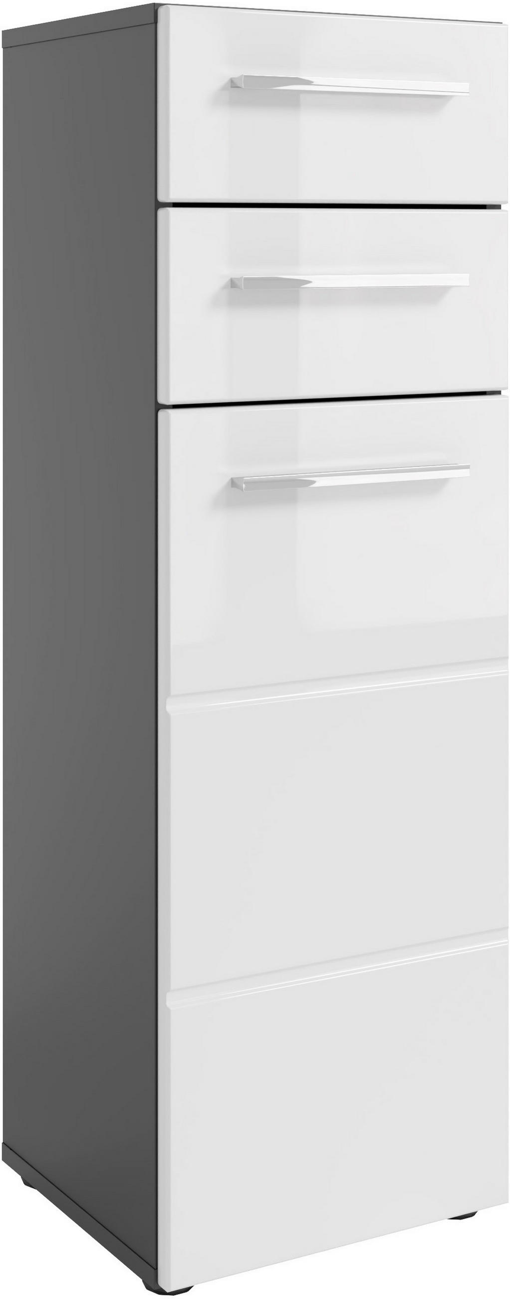 MIDISCHRANK 34/104/31 cm  - Chromfarben/Weiß Hochglanz, KONVENTIONELL, Holzwerkstoff/Kunststoff (34/104/31cm) - Xora