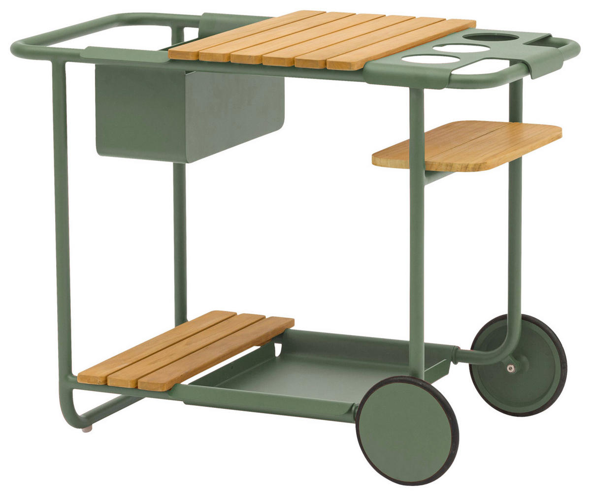 GARTEN-SERVIERWAGEN 90,5/51,5/68 cm  - Salbeigrün, Design, Holz/Metall (90,5/51,5/68cm) - Zebra 