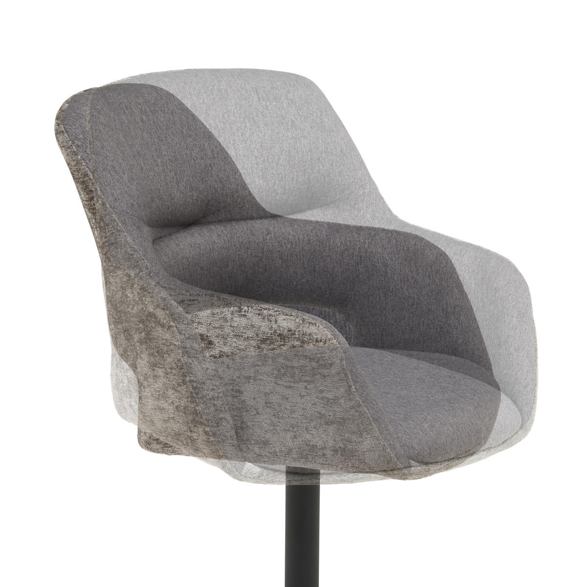 ARMLEHNSTUHL  in Eisen Chenille, Leinenoptik  - Schwarz/Grau, KONVENTIONELL, Textil/Metall (61/85/63cm) - MID.YOU
