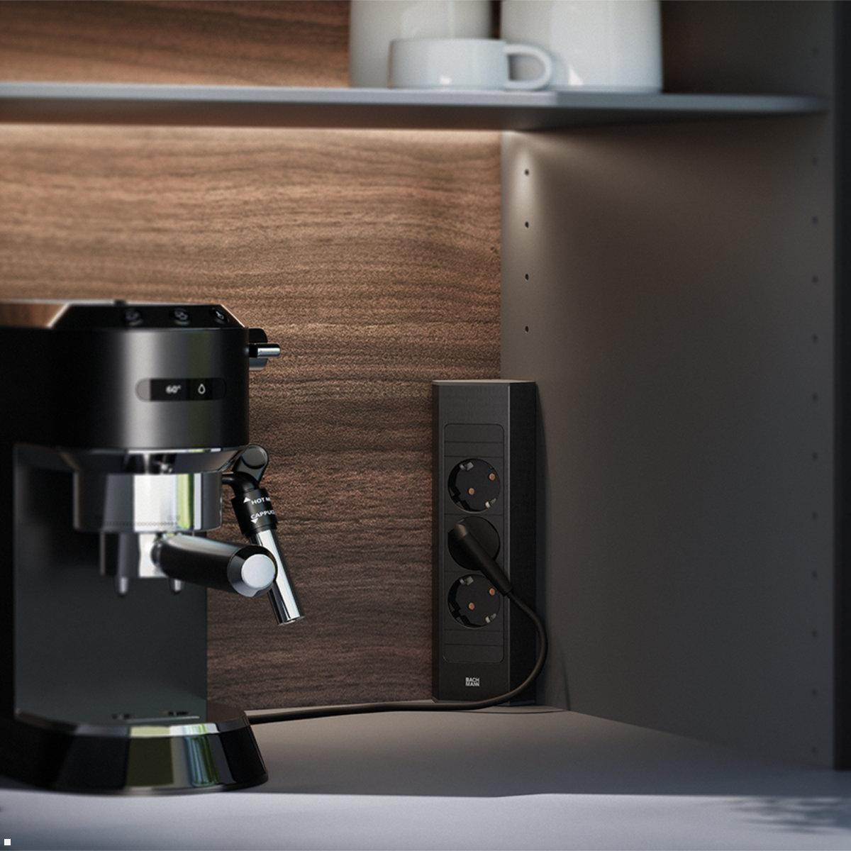 STECKDOSENELEMENT - Schwarz, Basics, Kunststoff (23,5/7,82/7,8cm) - HKT