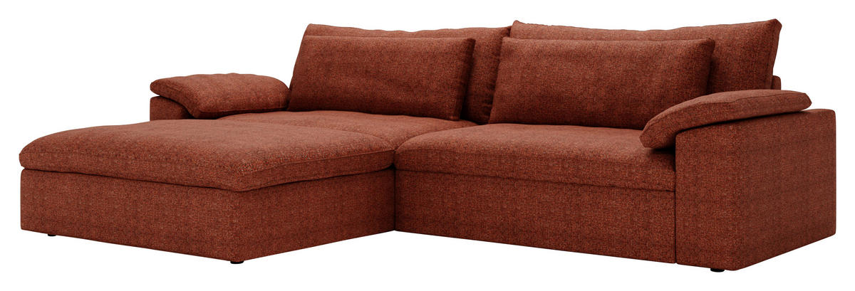 ECKSOFA  in Webstoff Rostfarben  198/306 cm  - Rostfarben/Schwarz, MODERN, Kunststoff/Textil (198/306cm) - Carryhome