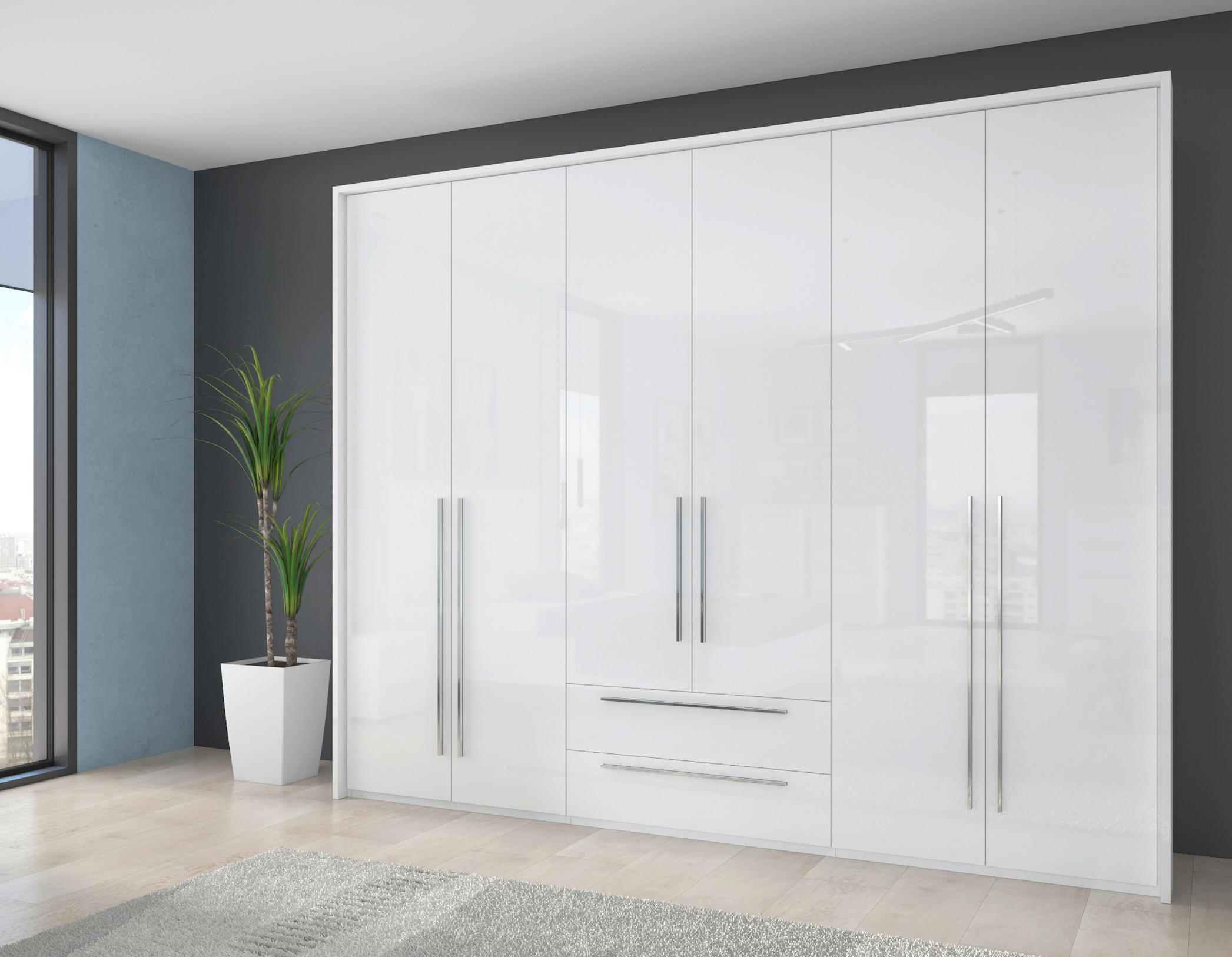 ORMAR SA KLASIČNIM VRATIMA bela, bela visoki sjaj  227/226/60 cm  - bela visoki sjaj/bela, Dizajnerski, pločasti materijal/plastika (227/226/60cm)