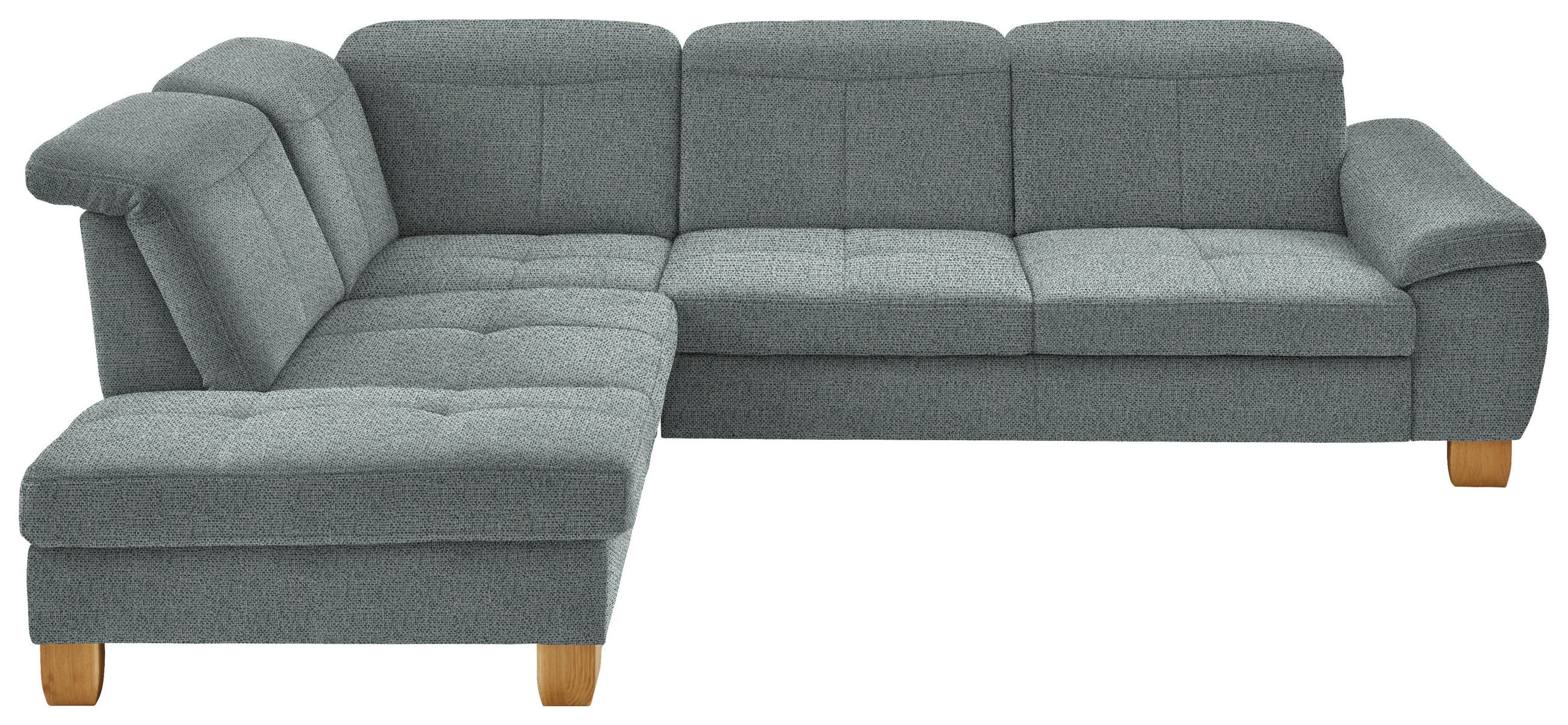 ECKSOFA in Flachgewebe Hellgrau  - Wildeiche/Hellgrau, Natur, Holz/Textil (243/301cm) - Voleo