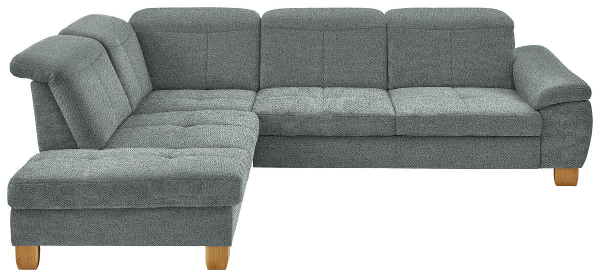 ECKSOFA in Flachgewebe Hellgrau  243/301 cm  - Wildeiche/Hellgrau, Natur, Holz/Textil (243/301cm) - Voleo