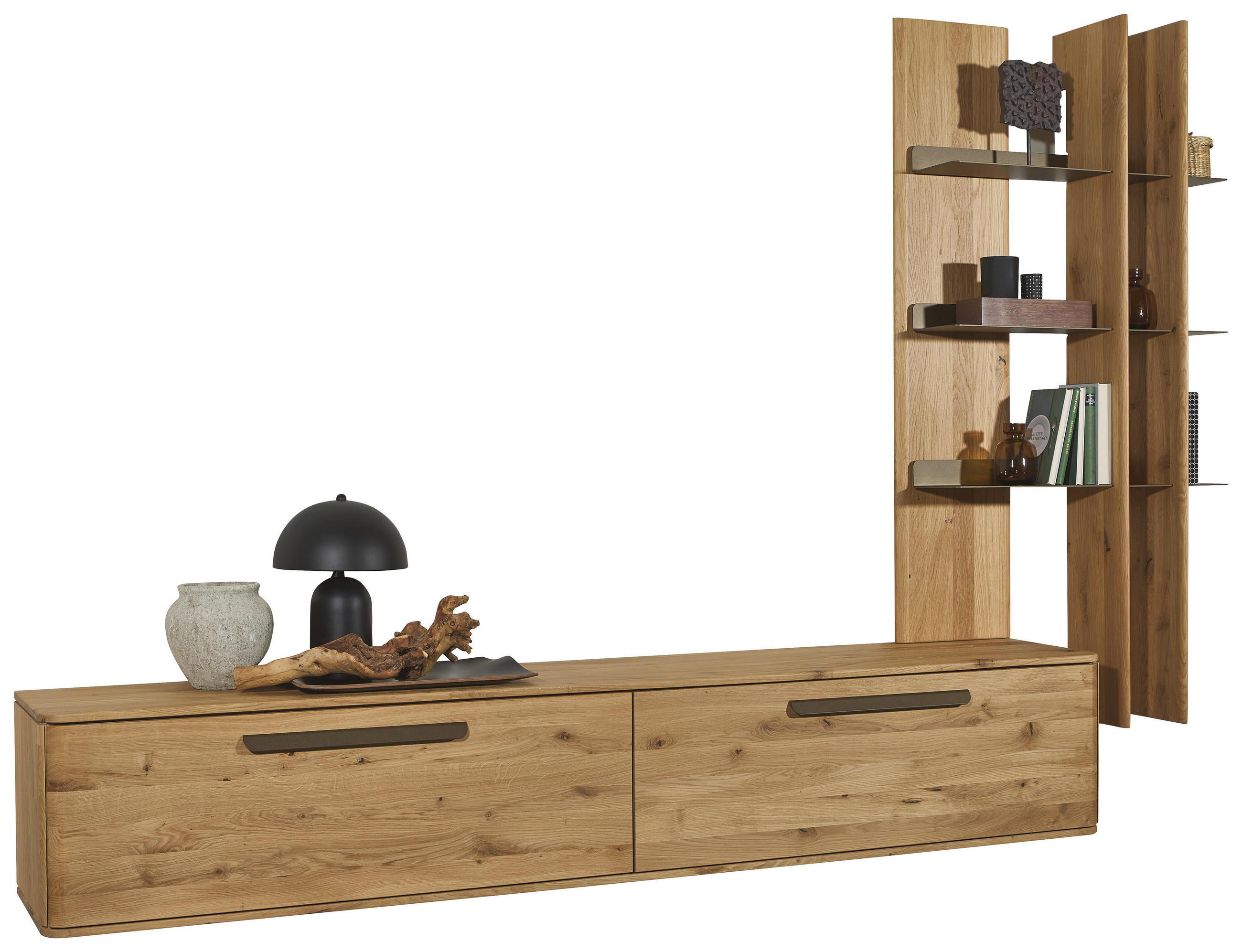 WOHNWAND  in Bronzefarben, Wildeiche  256,7/206,6/37,1 cm  - Wildeiche/Bronzefarben, Natur, Holz/Metall (256,7/206,6/37,1cm) - Valnatura