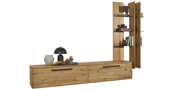 WOHNWAND  in Bronzefarben, Wildeiche  256,7/206,6/37,1 cm  - Wildeiche/Bronzefarben, Natur, Holz/Metall (256,7/206,6/37,1cm) - Valnatura