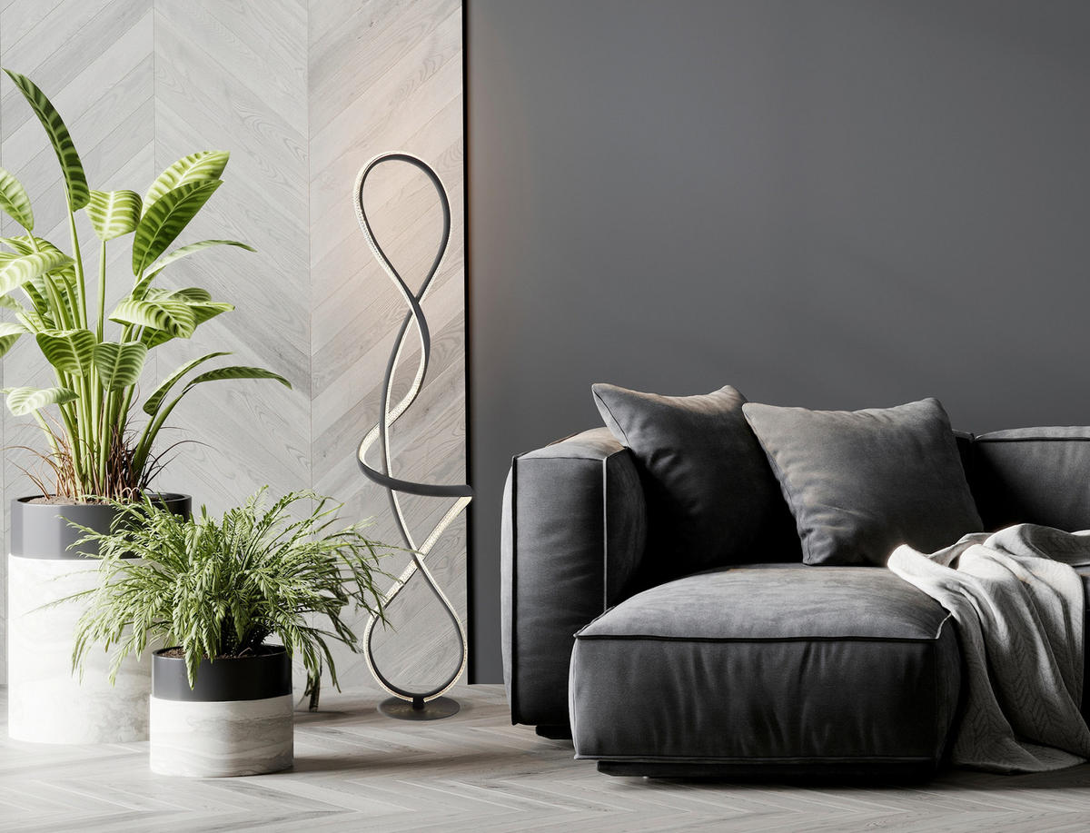 LED-GOLVLAMPA SWIRL 26/20/132,5 cm    - klar/svart, Design, metall/plast (26/20/132,5cm) - Globo