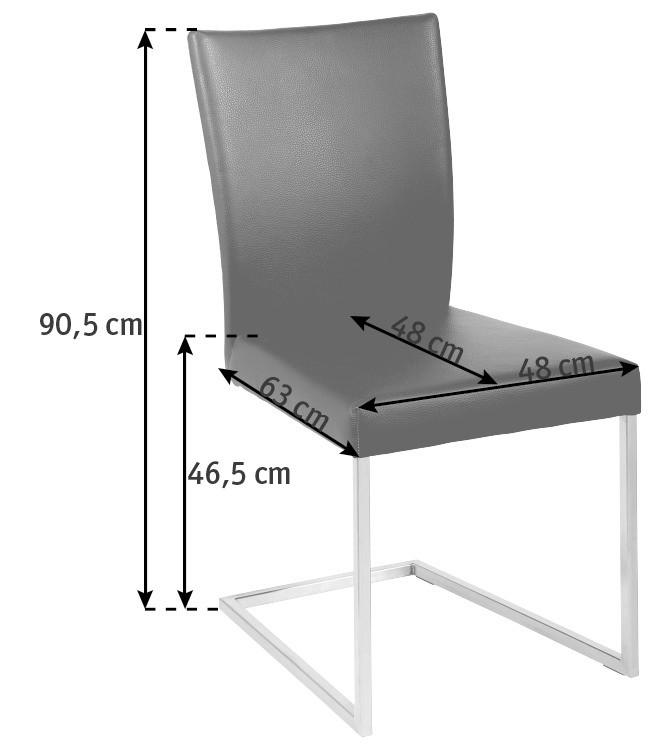 SCHWINGSTUHL  in Edelstahl Echtleder pigmentiert  - Edelstahlfarben/Weiß, Design, Leder/Metall (48/90,5/63cm) - Bert Plantagie