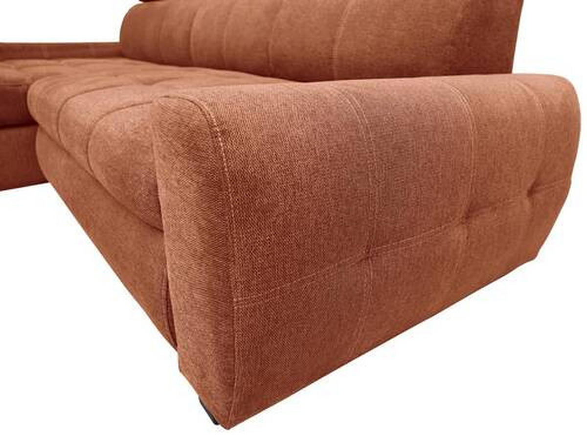 ECKSOFA inkl.Funktionen Cognac Webstoff  - Cognac/Schwarz, Design, Kunststoff/Textil (276/173cm) - Stylife