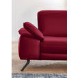 ECKSOFA in Echtleder Weinrot  - Weinrot/Schwarz, Design, Leder/Metall (328/193cm) - Dieter Knoll