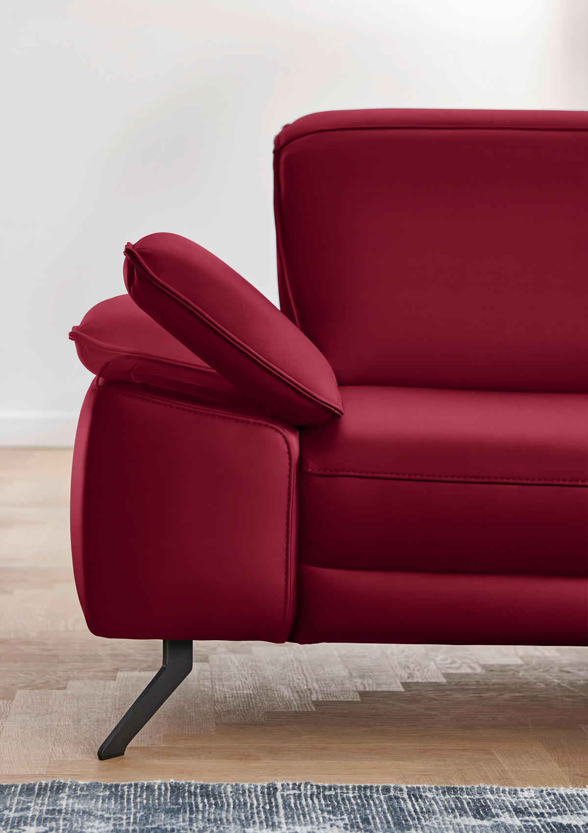 ECKSOFA in Echtleder Weinrot  - Weinrot/Schwarz, Design, Leder/Metall (328/193cm) - Dieter Knoll