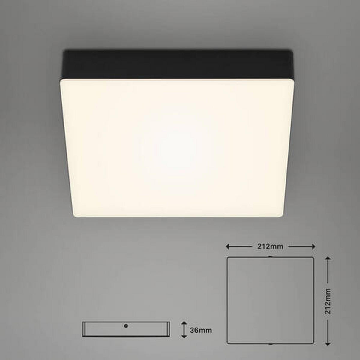 STROPNÍ LED SVÍTIDLO, 21,2/21,2/3,6 cm - černá, Basics, plast (21,2/21,2/3,6cm)