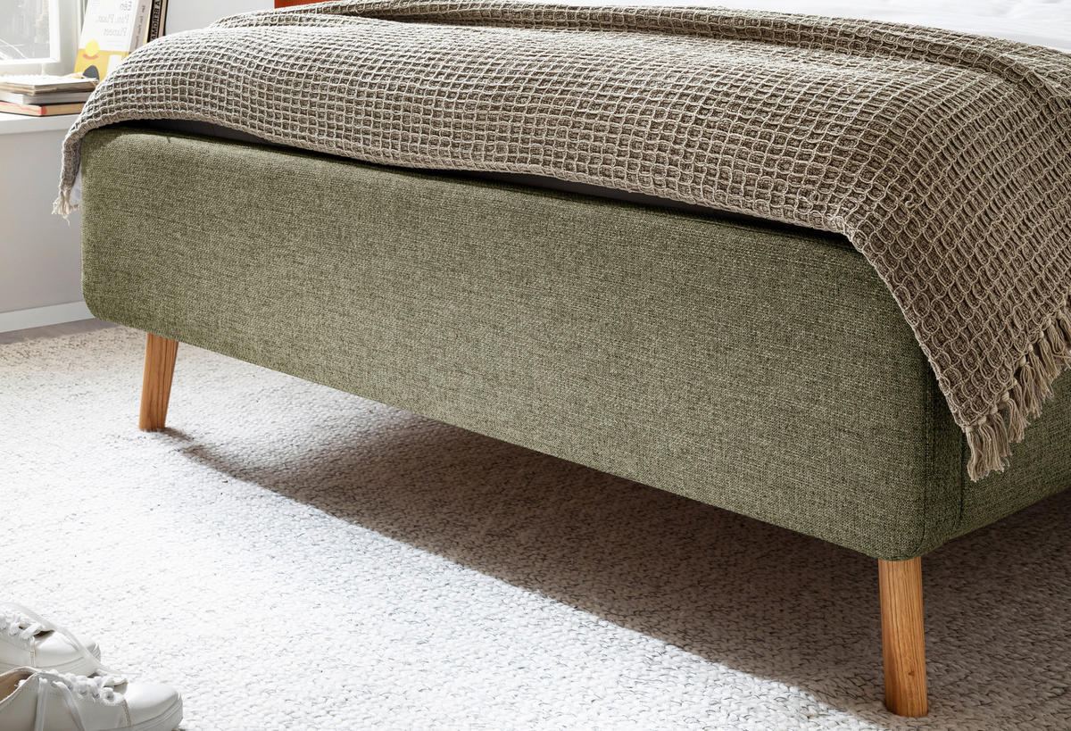 POLSTERBETT 140/200 cm  in Grün  - Eichefarben/Birkefarben, Konventionell, Holz/Textil (140/200cm) - Boxxx
