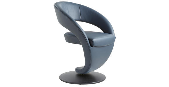 STUHL  Lederauswahl, Stoffauswahl, Typenauswahl, Sitzfläche 360° drehbar  Echtleder  - Schwarz/Dunkelblau, Design, Leder/Metall (62/86/61cm) - Moderano