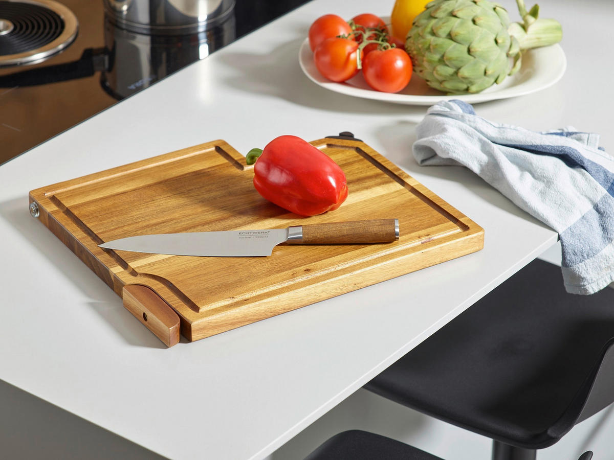 MESSERBLOCK 2-teilig  - Braun, Trend, Holz/Metall (35,8/41,5/3,5cm) - Echtwerk