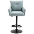 BARHOCKER Cord Schwarz, Hellblau Eisen Stoffauswahl, Sitzfläche 360° drehbar, inklusive Armlehnen  - Schwarz/Hellblau, Design, Textil/Metall (54/98-120/58cm) - Novel