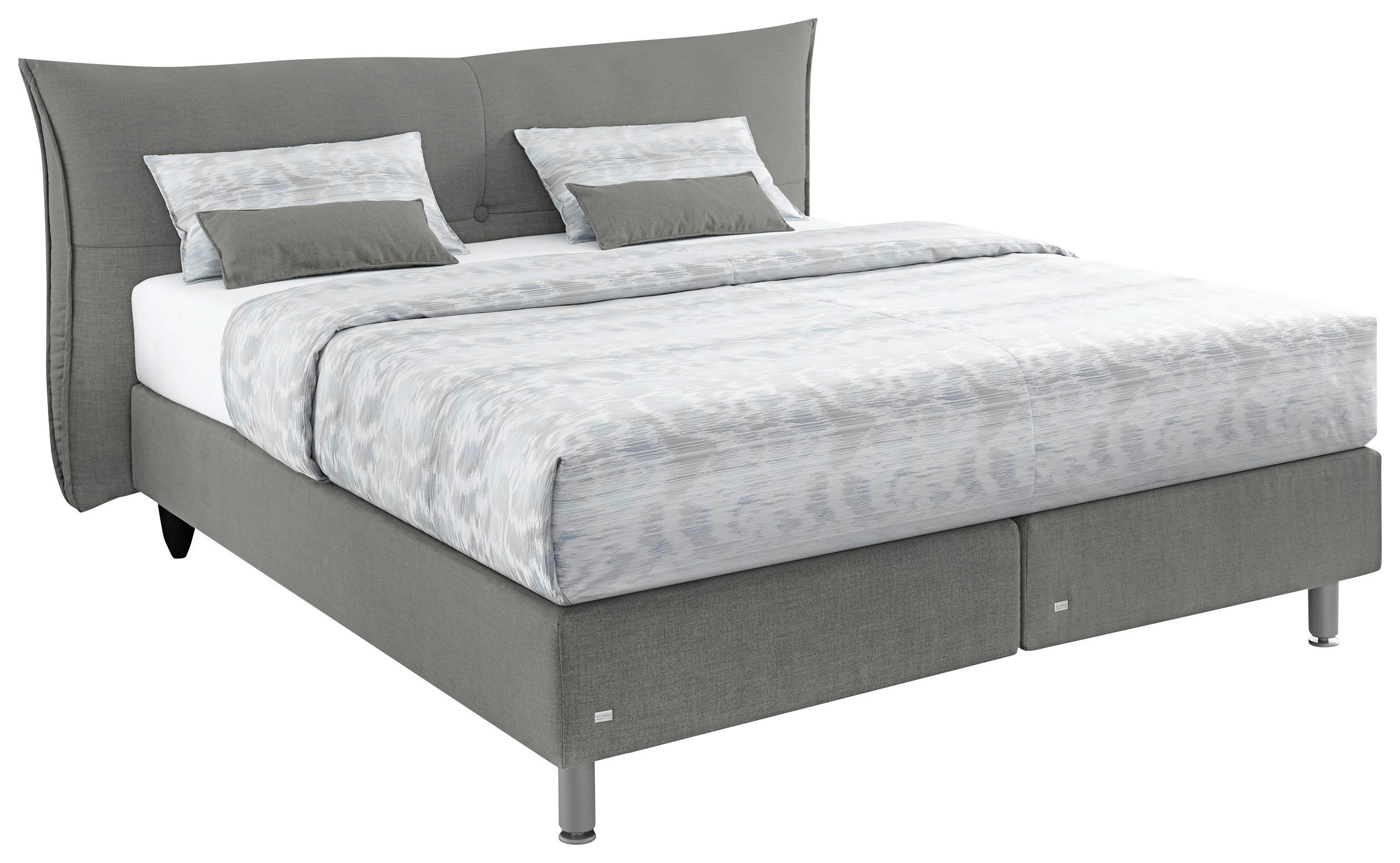 BOXSPRINGBETT 160/200 cm  in Graubraun  - Graubraun/Alufarben, Design, Textil/Metall (160/200cm) - RUF Betten