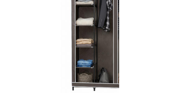 STOFFSCHRANK 110/178/46 cm  in Grau  - Grau, Basics, Kunststoff/Textil (110/178/46cm) - Carryhome