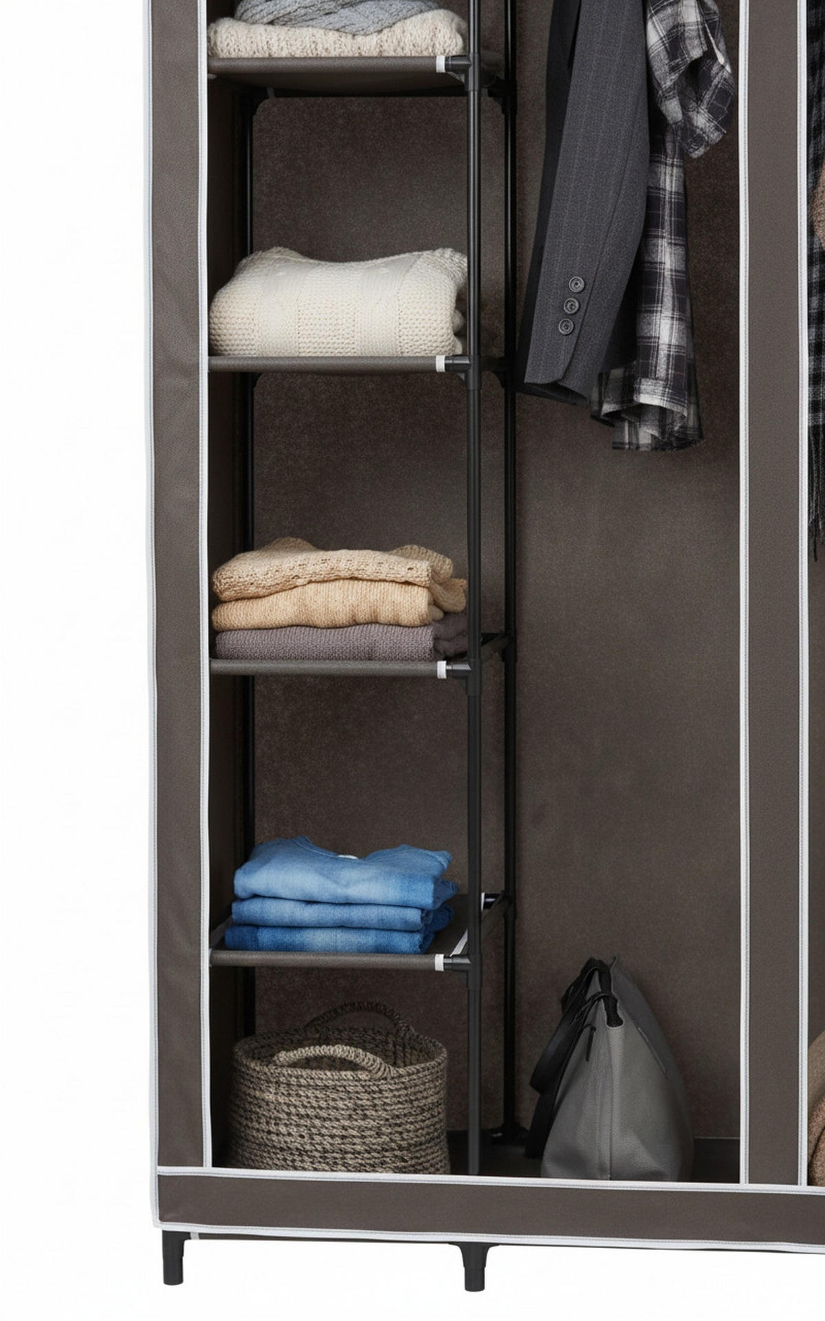STOFFSCHRANK 110/178/46 cm  in Grau  - Grau, Basics, Kunststoff/Textil (110/178/46cm) - Carryhome