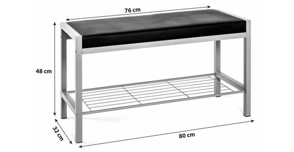 GARDEROBENBANK in 80/48/32 cm - Alufarben/Schwarz, Basics, Textil/Metall (80/48/32cm) - Carryhome