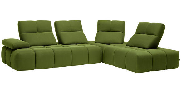 ECKSOFA in Struktur Grün 313/233 cm - Schwarz/Grün, Design, Kunststoff/Textil (313/233cm) - Emilio Belluti