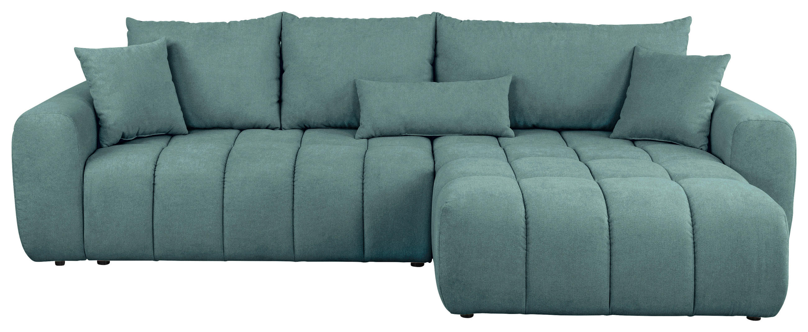 ECKSOFA in Velours Petrol  - Petrol/Schwarz, KONVENTIONELL, Kunststoff/Textil (298/168cm) - Carryhome