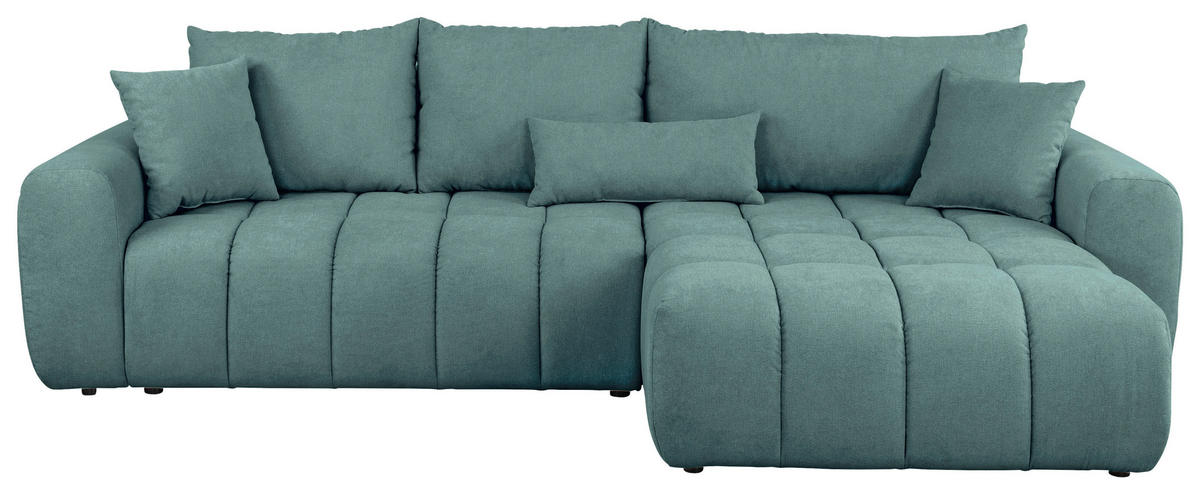ECKSOFA in Velours Petrol  - Petrol/Schwarz, Konventionell, Kunststoff/Textil (298/168cm) - Carryhome