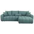 ECKSOFA Petrol Velours  - Petrol/Schwarz, KONVENTIONELL, Kunststoff/Textil (298/168cm) - Carryhome