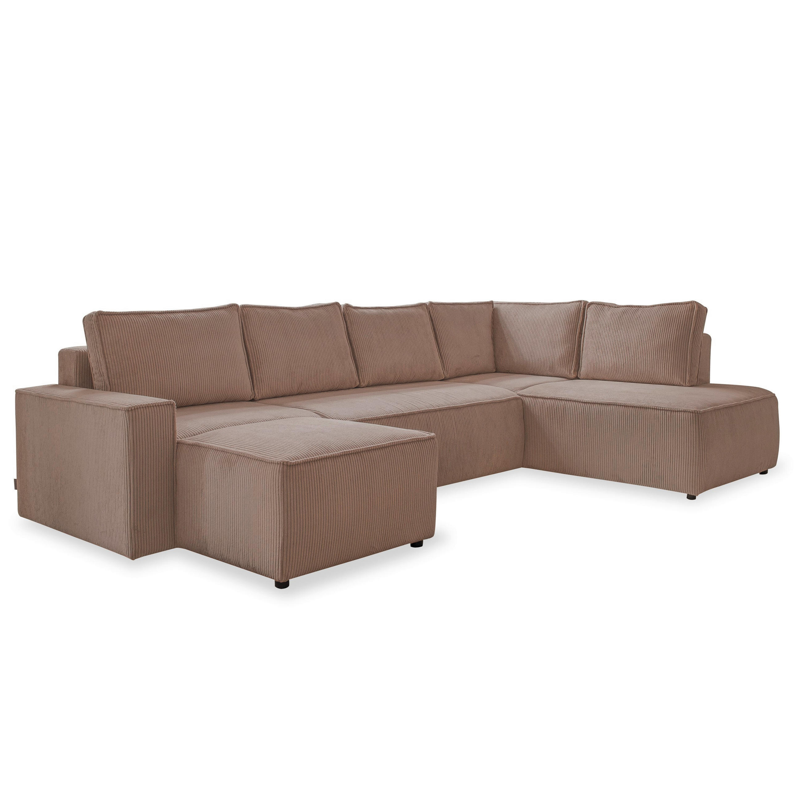 WOHNLANDSCHAFT in Cord Taupe - Taupe/Schwarz, Design, Kunststoff/Textil (156/322/194cm) - MID.YOU
