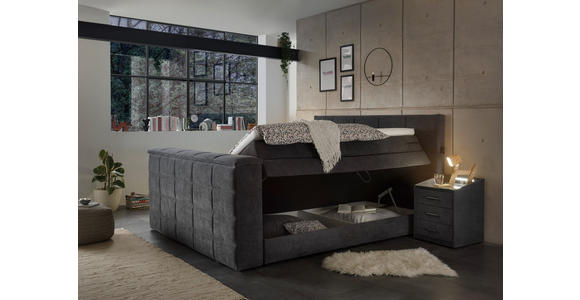 BOXSPRINGBETT 180/200 cm  in Anthrazit  - Anthrazit, KONVENTIONELL, Textil (180/200cm) - Carryhome