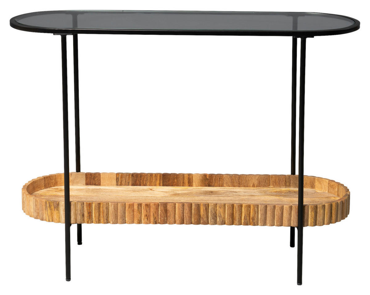 KONSOLENTISCH Mangoholz Braun  - Schwarz/Braun, Design, Glas/Holz (107/36/78cm) - Landscape