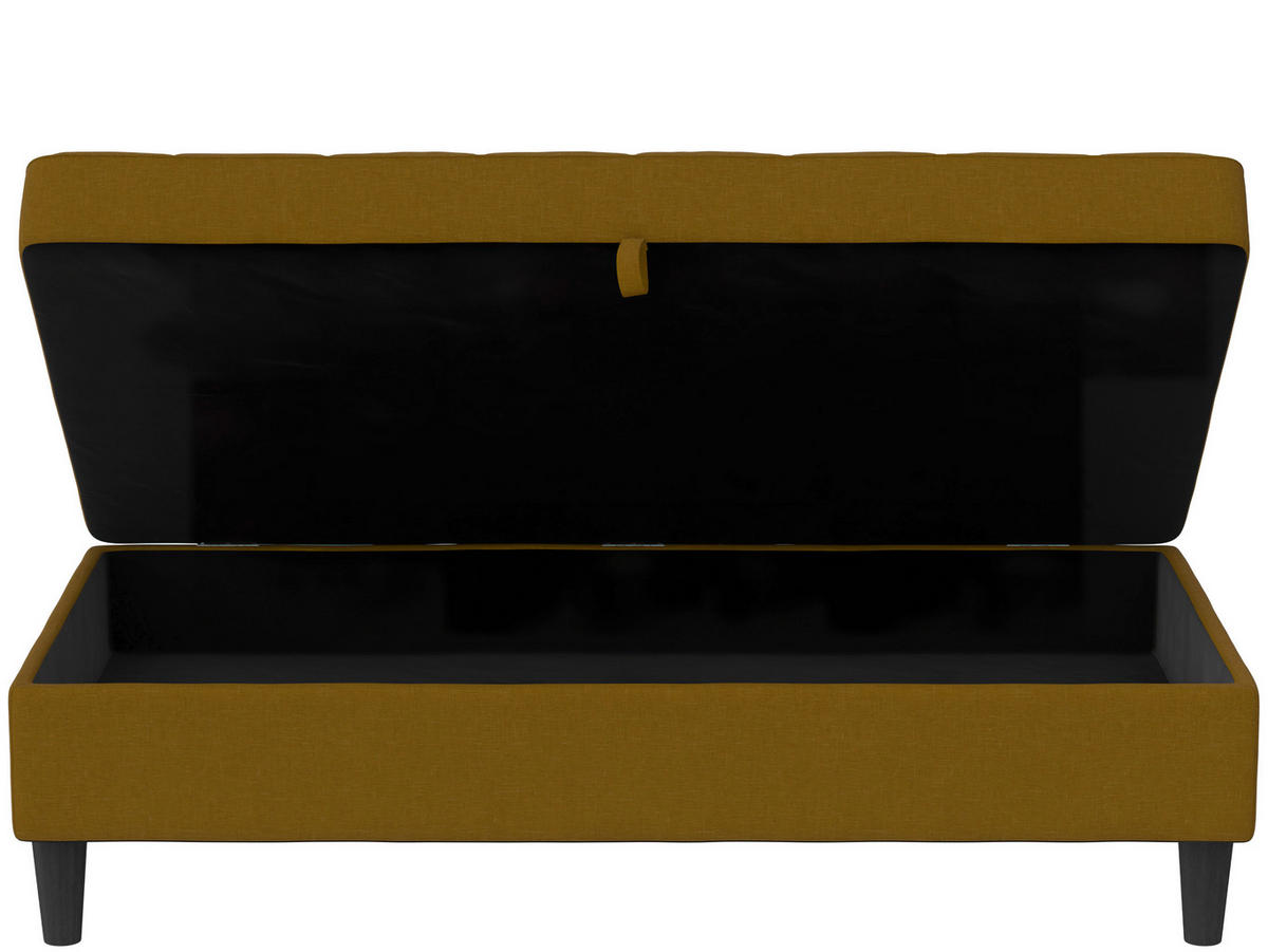 HOCKER PALERMO Webstoff, Leinenoptik Currygelb  - Currygelb/Schwarz, Basics, Kunststoff/Textil (130/43/69cm) - Livetastic