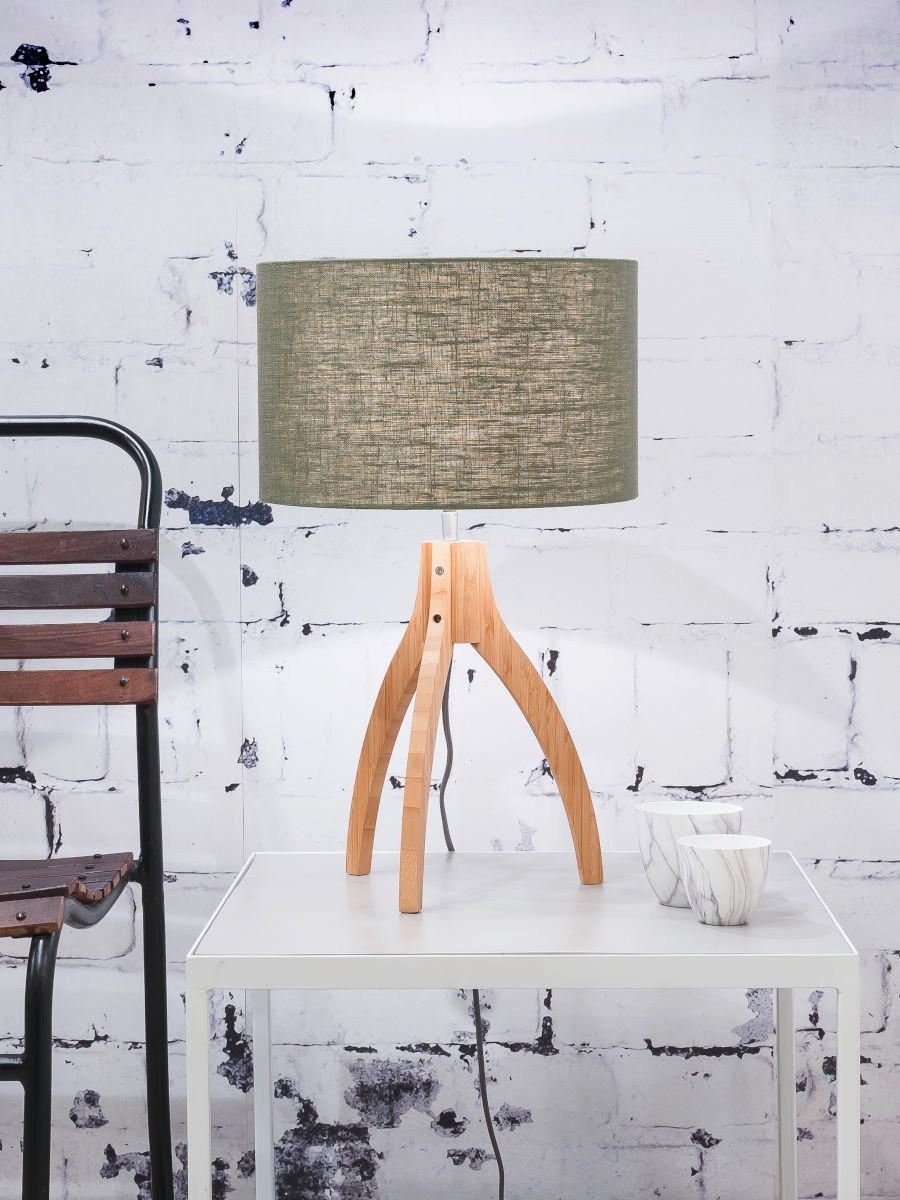 TISCHLEUCHTE - Naturfarben/Grün, Trend, Holz/Textil (36/54cm) - Good & Mojo