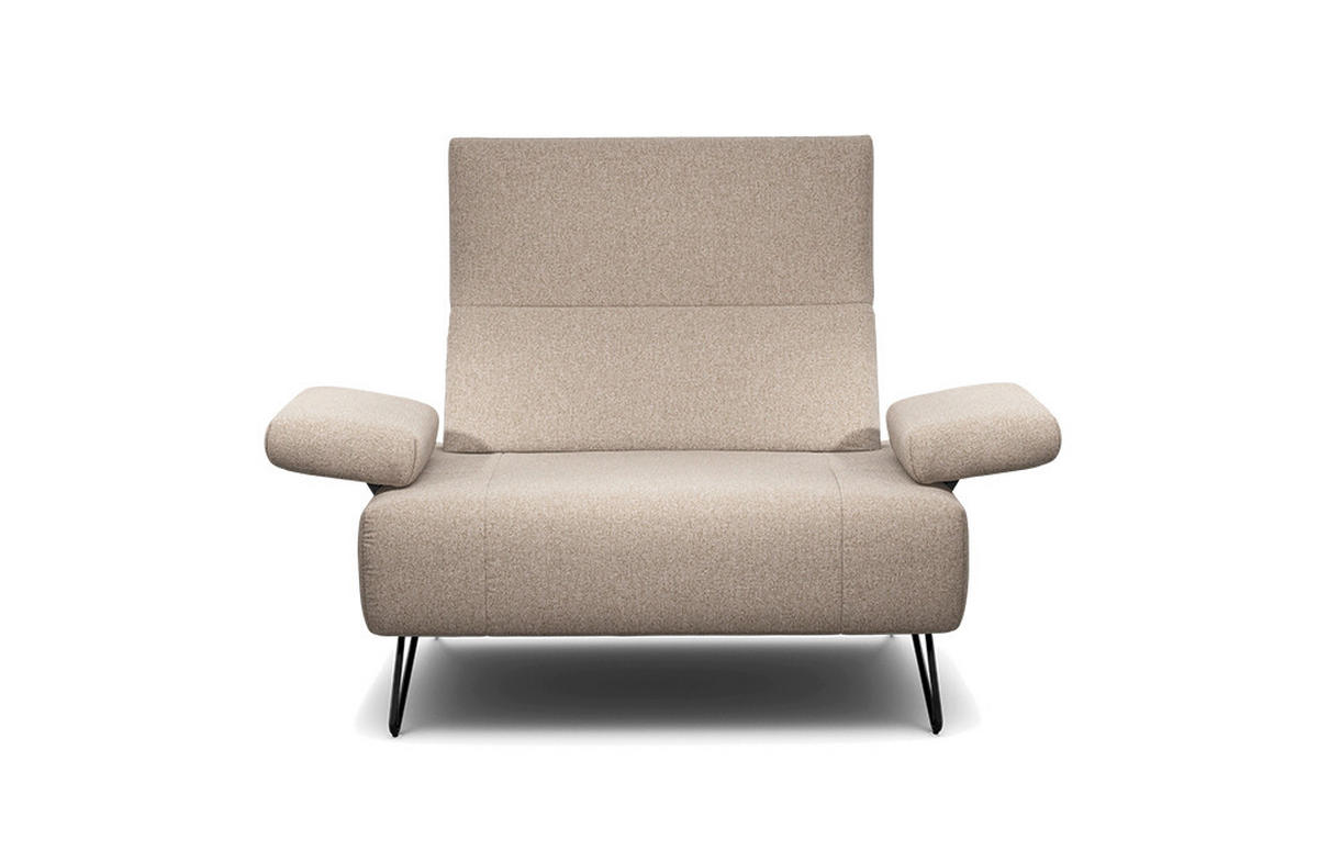 SESSEL in Chenille Sandfarben  - Sandfarben/Schwarz, Design, Textil/Metall (114-142/85/86-94cm) - SENSOO