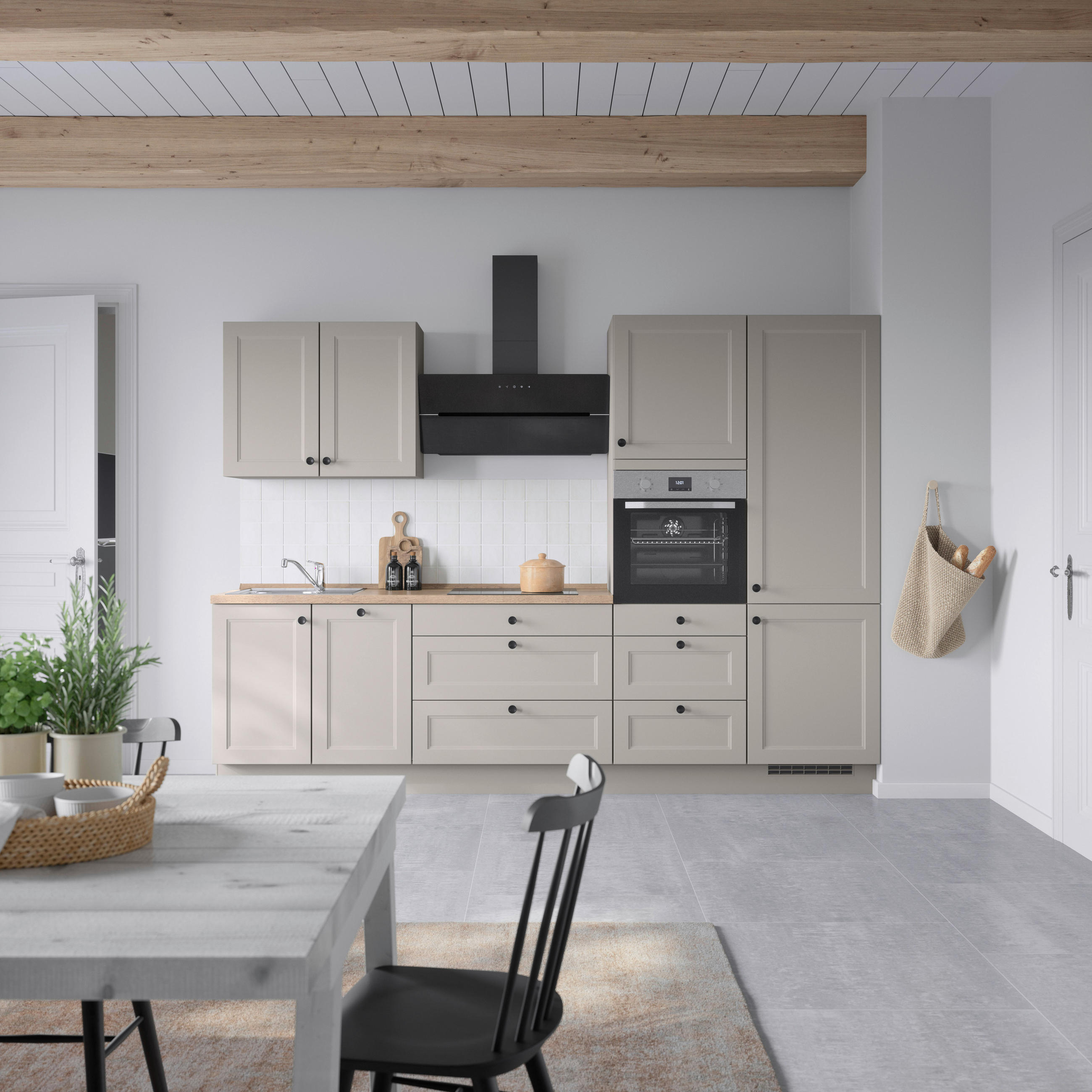 KÜCHENBLOCK 300 cm   in Grau, Eiche dunkel  - Eiche dunkel/Schwarz, MODERN, Holzwerkstoff/Metall (300cm) - Nobilia